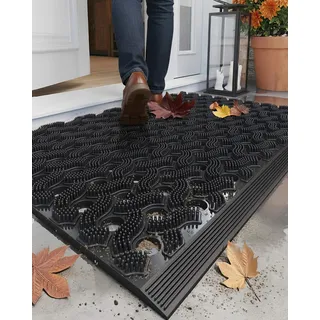 COLOR&GEOMETRY Null Geruch TPE fussmatte aussen, 60x90cm Schwarz | Heavy Duty Eingang Fußmatte, umweltfreundlich, Keine Wartung, rutschfeste schmutzfangmatte für Haustür, Terrasse, Garage