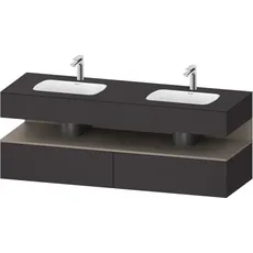 Duravit Qatego Einbauwaschtisch mit Konsolenwaschtischunterbau, 1600x550x600mm, Nische Basalt Matt, Doppelwaschtisch, QA4797043, Farbe: Graphit Supermatt/mit Nischenbeleuchtung