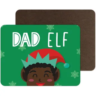 Lustige Neuheit Weihnachten Tischsets | Platzset Essen Tischmatte Geschirr | Schwarzer Papa Elf | Lustiges Witz-Tischzubehör | PM23