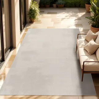 In- & Outdoor Teppich Flachgewebe einfarbig modern wetterfest für Terrasse Küche Grösse 240x340 cm - Beige