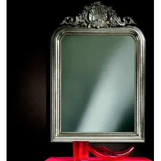 Klassischer Design Spiegel Wandspiegel Barock Rokoko Möbel Holz Rahmen Silber