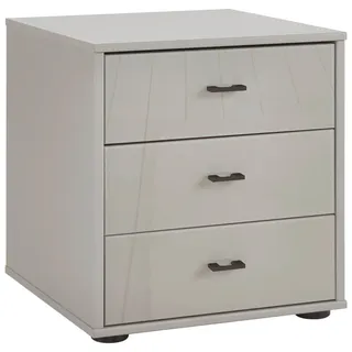 Novel Nachtkästchen , Grau , Glas, Holzwerkstoff , 3 Schublade(n) Schubladen , 60x64x43 cm , Typenauswahl , Schlafzimmer, Nachtkästchen