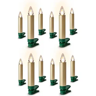 Krinner Lumix SuperLight Flame 12er Basis-Set Kabellose Christbaumkerzen Gold