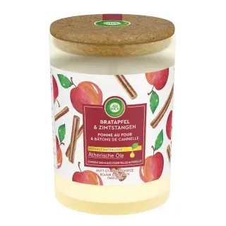 Air Wick Duft - Stimmungskerze, Duftkerze mit ätherischen Ölen fügt sich harmonisch in jedes Ambiente ein, Bratapfel & Zimtstangen