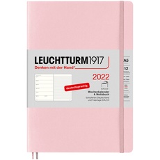 LEUCHTTURM1917 363556 Wochenkalender & Notizbuch 2022 Softcover Medium (A5), 12 Monate, Puder, Deutsch