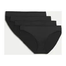 Womens M&S Collection 4er-Pack Mikrofaser-Bikinislips - Black, Black, UK 10 (EU 38)