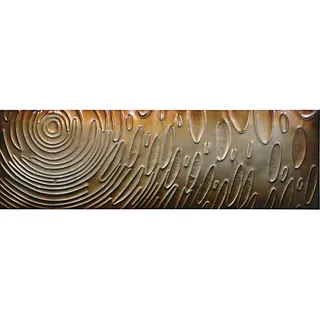 Monee Metallbild , Goldfarben , Metall , meißelförmig , 180x55 cm , handgemalt, 3D-Effekt , Bilder & Rahmen, Bilder, Holz & Metallbilder