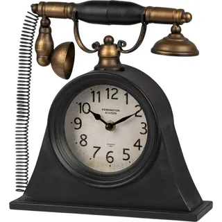 formano Metall Standuhr Vintage Telefon Tischuhr im Retro Design 27x25 cm Quarz - Bunt