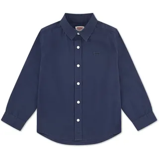 Langarmhemd LEVI'S KIDS "BATTERY HOUSEMARK SHIRT", Jungen, Gr. 4 (104), N-Gr, blau (naval academ), Web, Obermaterial: 100% Baumwolle, 1-Knopf-Manschette, Hemden Langarmhemd, mit Kentkragen