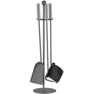 FireFix Kaminbesteck 4-teilig Edelstahl schwarz 15 x 15 x 59 cm