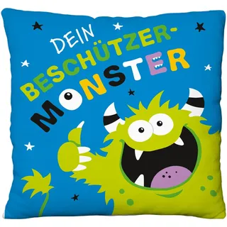 Gruss & CO Plüschkissen mit Motiv Monster | Zierkissen, 25 cm x 25 cm, 100% Polyester | Geschenk, Silvster, Weihnachten, Dekoartikel | 70243