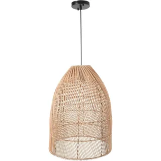 VIVANNO Hängelampe Rattan PURE Rund, Natur geflochten - 30x53 cm - Beige