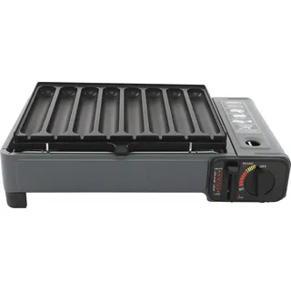 Tragbarer Gasgrill - Tischgrill - Mit Transportkoffer - Fettauffangschale - Grillplatte - Für Camping/Terrasse/Balkon - Eisen - Blau