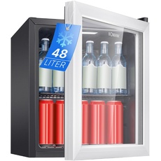 Bomann® Getränkekühlschrank 48L Nutzinhalt | Kühlschrank Minibar mit dreifachverglaster Glastür | Kühlschrank klein mit LED Beleuchtung & wechselbaren Türanschlag | Kühlschrank mit Glastür KSG 7286