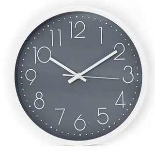 Intirilife Wanduhr 30.5 cm , Grau , Kunststoff , 30.5x30.5x4.5 cm , Dekoration, Uhren, Wanduhren