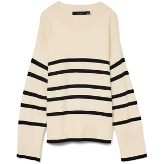 VERO MODA Feinstrick Pullover Oversize Gestreifter Longsleeve Sweater Dropped Shoulder Design VMSABA NOOS