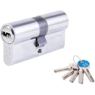 Tesa Assa Abloy T6353030N Europrofilzylinder T60, 30 x 30 mm, vernickelt, für Europrofil-Schlösser an Wohn- und Gewerbetüren, einfache Montage von außen mit nur einer Schraube