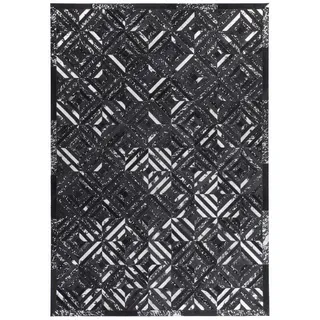 Kayoom Spark 410 Lederteppich 160 x 230 cm Schwarz/Silber