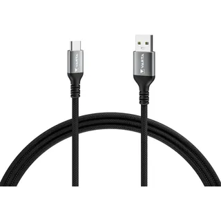 Varta Kabel USB-A/USB-C, 2.0m 60W, 5Gbit/s, schwarz,