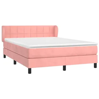 vidaXL Boxspringbett mit Matratze Rosa 140x200 cm Samt - Rosa