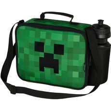 Minecraft Kühltasche Klein, Thermo Lunchbox Kinder Tasche mit 2 Fächern, Einschulung Junge Geschenk (Grün)