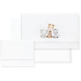 Interbaby Baby-Bettwäsche aus 100% Baumwolle für Auto/Moses/Babykorb, Elefanten-Giraffe, 3-teiliges Set, Bettlaken + Bettbezug + Kissenbezug