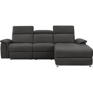 OTTO home Ecksofa "Pareli, L-Form, 259cm,m. Recamiere, Echtleder, Kunstleder, Webstoff" man. o. elektr. Relaxfunktion, USB/Kopfteilverstellg u. LED, braun
