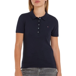 Tommy Hilfiger Damen Poloshirt Kurzarm 1985 Slim Pique Slim Fit, Blau (Desert Sky), S