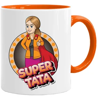 Acen Merchandise | Super Tata Tasse | Lustiger Keramik Becher für Kaffee und Tee | Geschenkidee für Frauen Geburtstag Jahrestag Weihnachten Valentinstag Ostern
