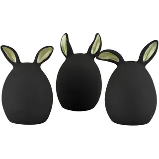 AM Design Osterei "Osterfigur, Ei mit Ohren, Höhe ca. 9,5 cm, Frühjahrsdeko" Dekofigur aus Porzellan, Ostern, Osterdekoration, schwarz, goldfarben