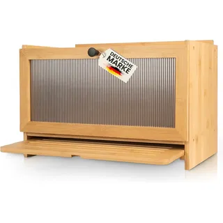 AH® Bambus Brotkasten holz mit Schneidebrett, Holz Brotkästen groß mit Belüftung- Elegant brotbox küche zur Brotaufbewahrung, bread box | 40x 26 x 23 cm, brotbehälter aus Holz