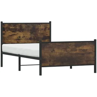 SYFAXTM Metallbett ohne Matratze Räuchereiche 100x200 cm - Braun