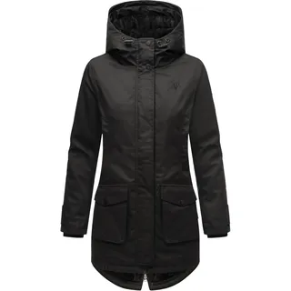 Navahoo Damen, Übergangsjacke Warmer Kurzmantel mit Kapuze Brinjaa Black Gr. S - S