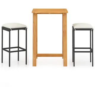 vidaXL 3-tlg. Gartenbar-Set mit Kissen Schwarz - Schwarz