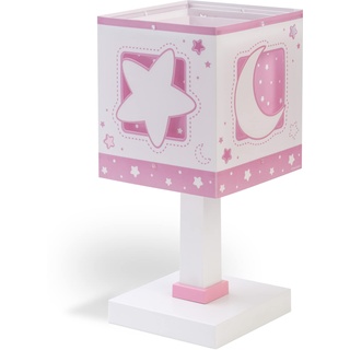 Dalber Kinder Tischlampe Nachttischlampe kinderzimmer Mond und Sterne MoonLight Rosa, 63231S, E14