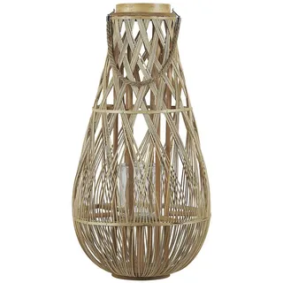 Beliani Laterne Heller Holzfarbton Tonga , Hellbraun , Oval , 39x77x39 cm , Dekoration, Laternen & Windlichter, Windlichter