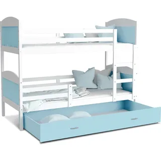 Etagenbett hochbett kinderzimmer kinderbetten jugendzimmer 200x90 weiss blau