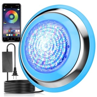 CXhome LED Poolbeleuchtung Unterwasser 54W Pool Beleuchtungen Unter Wasser Installieren 12V RGB 234 LED-Chips Unterwasser Tauchbeleuchtung Steuerung APP IP68 Wandmontierte