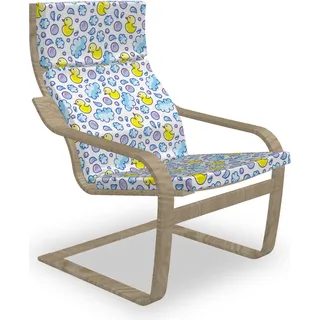 ABAKUHAUS Baby Poäng Sessel Polster, Waschzeit Bubbles Ente, Sitzkissen mit Stuhlkissen mit Hakenschlaufe und Reißverschluss, Blaues lila Gelb - Blau