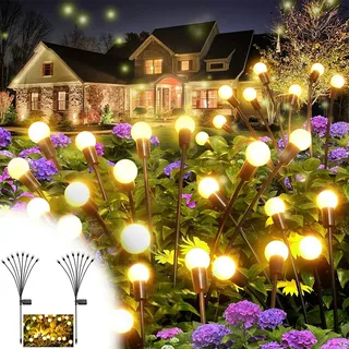 Solarlampen Für Außen Garten, 2er 8 Led Solar Glühwürmchen Leuchte, Solarlicht Gartendeko Solarleuchten Gartenbeleuchtung Für Terrasse Balkon Garten
