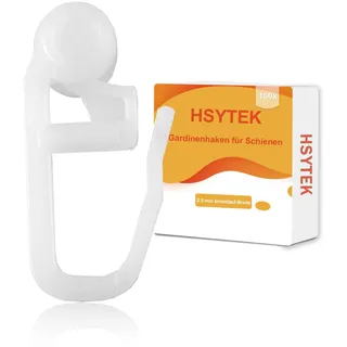 HSYTEK 100 Stück Gardinenhaken für Schienen, 7.6mm Kunststoff Gardinengleiter, Weiß Vorhang Haken, Gardinen Zubehör für Gardinenstangen