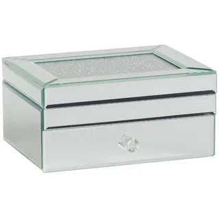 home&you Schmuckkästchen Diamentdust , Silberfarben , Glas , 17x10.5x22 cm , Ordnen & Aufbewahren, Schmuckaufbewahrung