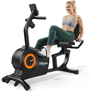 YOSUDA Liegeergometer, 16 Widerstufen, Magnetbremse, Leise Liegerad Heimtrainer, verstellbarer Sitz, einfache Montage, LCD-Display und Pulssensoren, 160kg, Heimtrainer Fahrrad für Zuhause