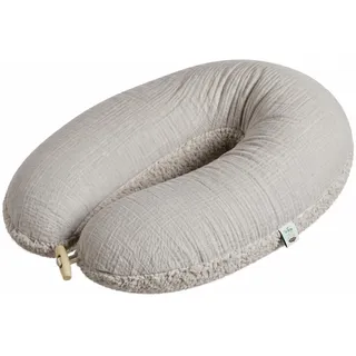 sei Design Stillkissen XXL 190x35 cm Seitenschläferkissen Schwangerschaftskissen Bio-Musselin & Teddyplüsch, Faserbällchen geräuschlos, Füllmenge regulierbar ergonomisch Oeko-TEX 60°C waschbar