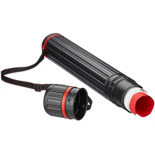 Relaxdays Posterrolle ausziehbar, 45—72 cm, Ø 7 cm, Transport Poster & Zeichnungen, Zeichenrolle bis DIN A1, rot/schwarz