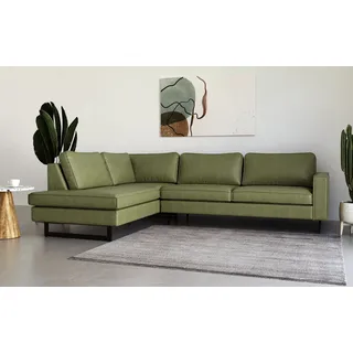 Places of Style Ecksofa »Pinto, 290 cm, Ottomane links / rechts«, Cord, Feincord, Luxus-Microfaser Leder und Chenille PLACES OF STYLE grün