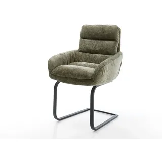 Freischwinger Abelia-Flex mit Armlehnen Chenille Olive Freischwinger flach Schwarz