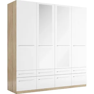 Kleiderschrank PRIESS "Schrank Garderobe Wäscheschrank Barcelona in 5 Breiten", weiß (struktureichefarben hell, weiß), B:185cm H:193cm T:54cm, Holzwerkstoff, Schränke, Kleiderschrank, viel Stauraum, geräumige Schubkästen, mit Spiegel, MADE IN GERMANY