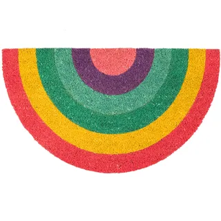 Fisura - Fußmatte außen Regenbogen aus Kokosnuss mit Rutschfester PVC-Rückseite. Lustige Welcome Fußmatte. Handbemalt. Größe: 70 cm x 40 cm. Farben: rosa, lila, blau, grün, gelb und rot.