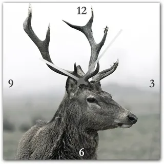 Home affaire Wanduhr »Hirsch« eckig, aus Acrylglas, Tiermotiv, Hirsch, geräuschlos, grau